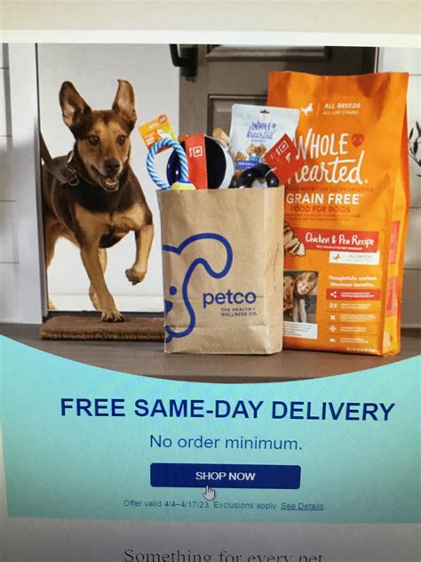 Jan 4, 2023 &0183;&32;They offer free shipping on orders over 49, and in most areas, PetSmart offers same-day delivery via DoorDash. . Petco same day delivery reddit